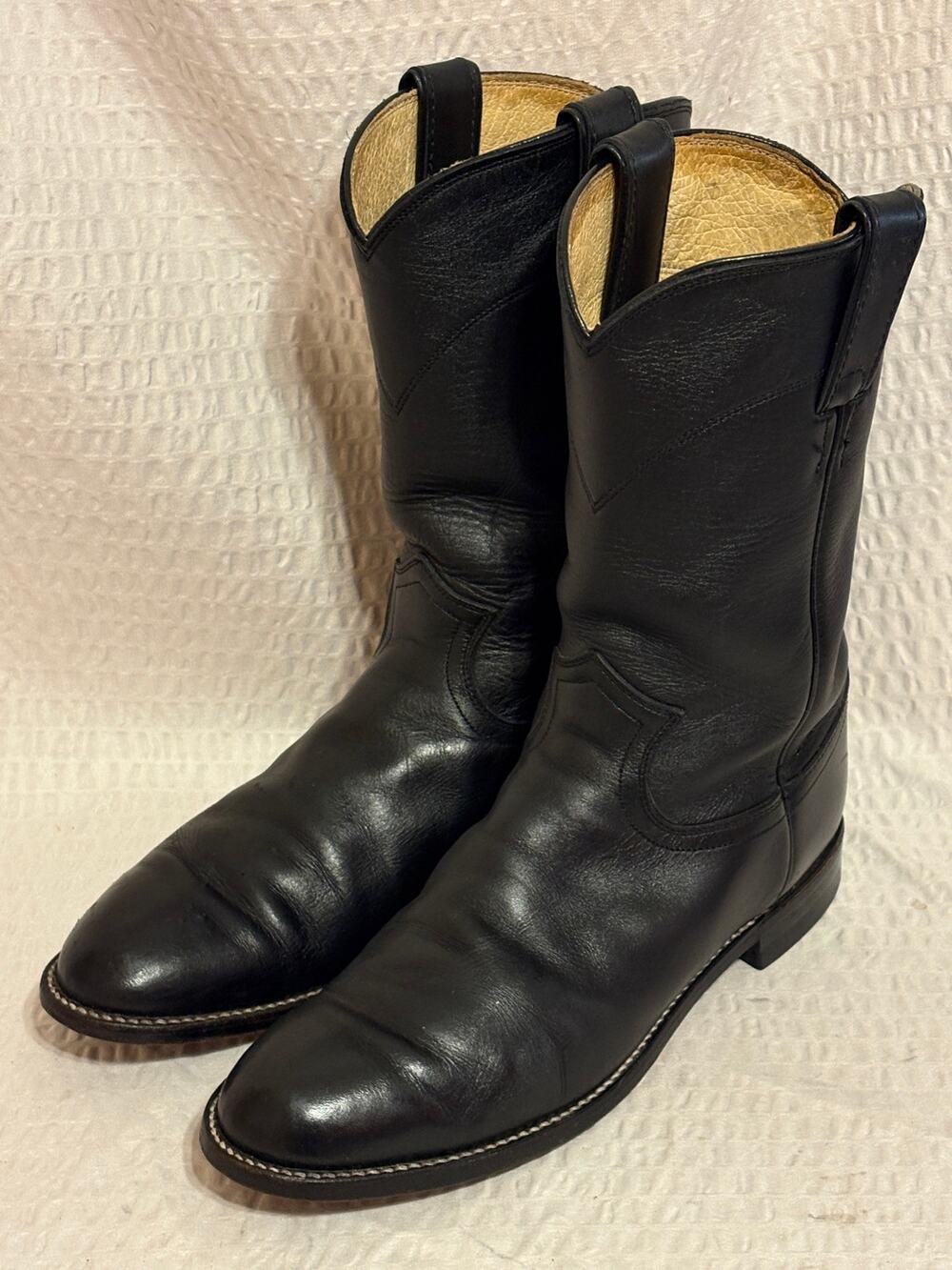 Justin Classic Ropers Black Kipskin Cowhide Leather Women’s 7.5B PLZ READ